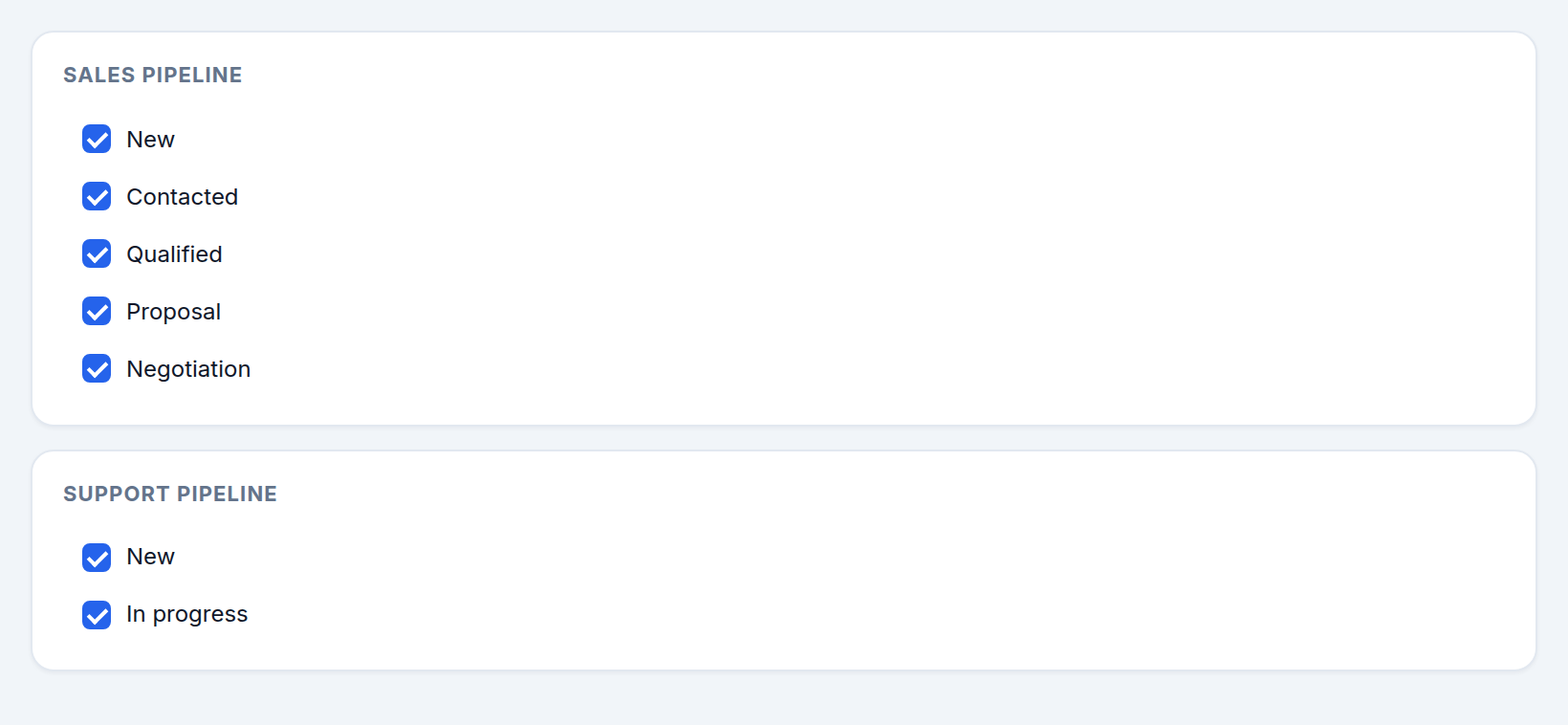 Pipeline statuses
